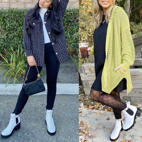 Removable Jeweled Ankle Strap White Chelsea Boot - Picture 9 of 13